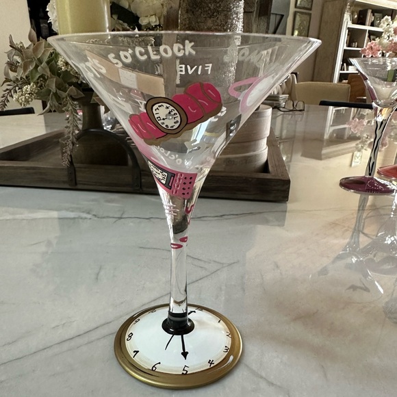 LOLITA “It’s 5 O’clock Somewhere” Hand-Painted Martini Glass - Picture 4 of 6